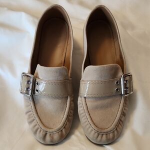 UGG Tan Suede Loafers with Buckle Detail
